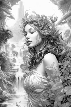 fairyland with a fairy emerging from the water