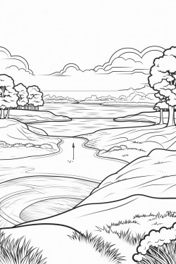 golf course near beach at sunset