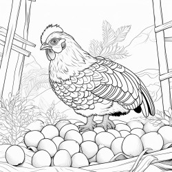 chicken laying on eggs