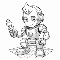 space robot playing chess
