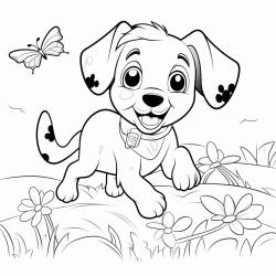 a playful puppy chasing butterflies