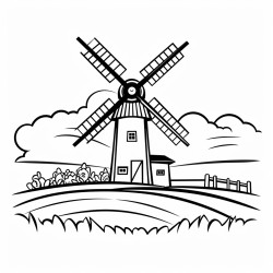 svg outline of country farm windmill blade