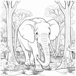 an elephant in a wild forest background