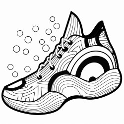 a basketball shoe with a soccer ball pattern and a black