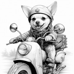 realistic chihuahua on a moped