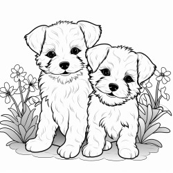 puppies in the garden