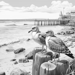 chien qui court aprs les mouettes sur la plage