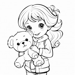 a kid gril holding teddy bear