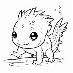 cute axolotl coloring page  1 duplicate in color