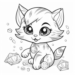 crystal kitten with crystals all around her