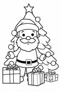 christmas tree with santa and gifts