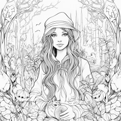 young witch in enchanted forest