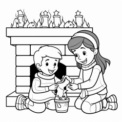 making stockings to pyt on the fireplace