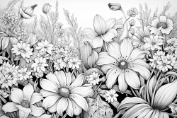 purple field of flowers with blue sky and close