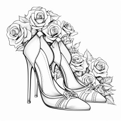 high heels a purse and roses