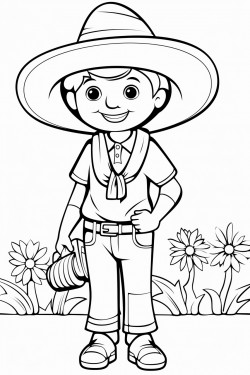 un espantapjaros con un sombrero viejo en medio de un campo de maz