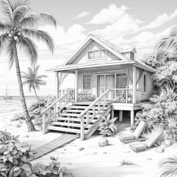 a beach with cabana