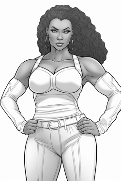 a strong confident black woman standing with her hands on her hips looking forward with determination