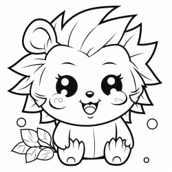 a cute liion  coloring bookvector white background black and white black drawing