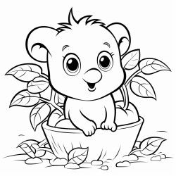 a tomato plant that is full of ripe tomatoes with a little piglet beside it