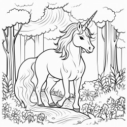 a unicorn in the forest