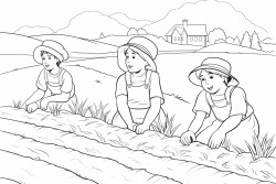 ugandees mais field where three ugandees adults are harvesting the field