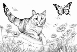 a playful cat chasing butterflies 0