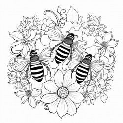 bees swirls flowers sparkles