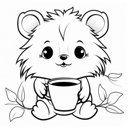 porcupine drinking tea