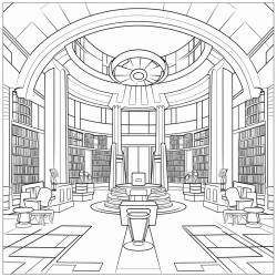 art deco library interior