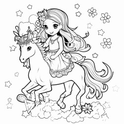 2 fairies riding unicorns with a bunny