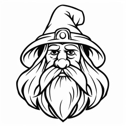 a frowning wizard with a long beard