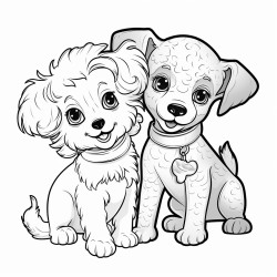poodle and black kelpie playing
