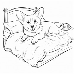 lazy corgi slepping in the bed