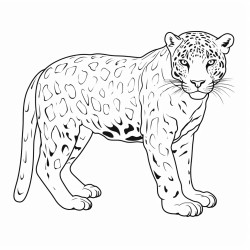 a full body coloring page of a jaguar