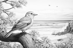 the sound of the sea the singing of birds a wild beach among the trees