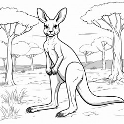 a kangaroo with a black belt in the forest
