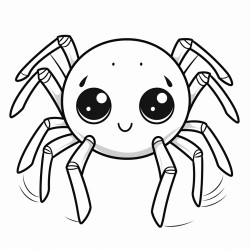 cute spider with kawaii eyes  white background