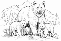 family of bears with a mom dad older brother and 2 younger sisters going about life together