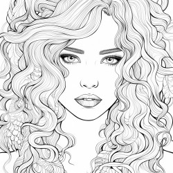 girl portrait adult coloring page