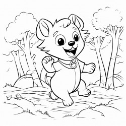 a dog dancing in the forest