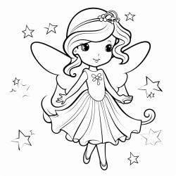 a fairy with starfishshaped wings flying among the stars