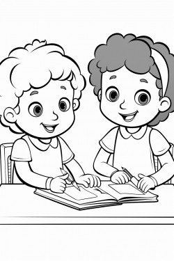 young children doing math assignment in classroom