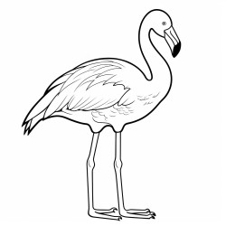a flamingo standing tall with its legs straight and neck curved in an sshape