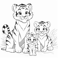 tiger sitting with its kids
