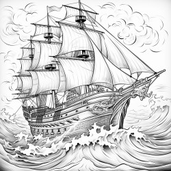 pirate ship on a stormy sea