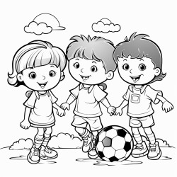two little boys and two little girls playing soccer