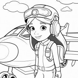 a young girl with long hair in an airplane