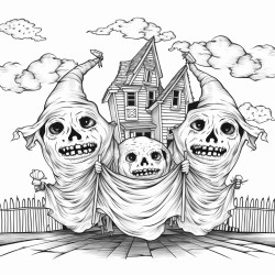 friendly ghosts carrying banners as if theyre in a parade