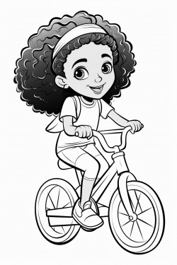 a little black girl with braids in her hair riding a bike